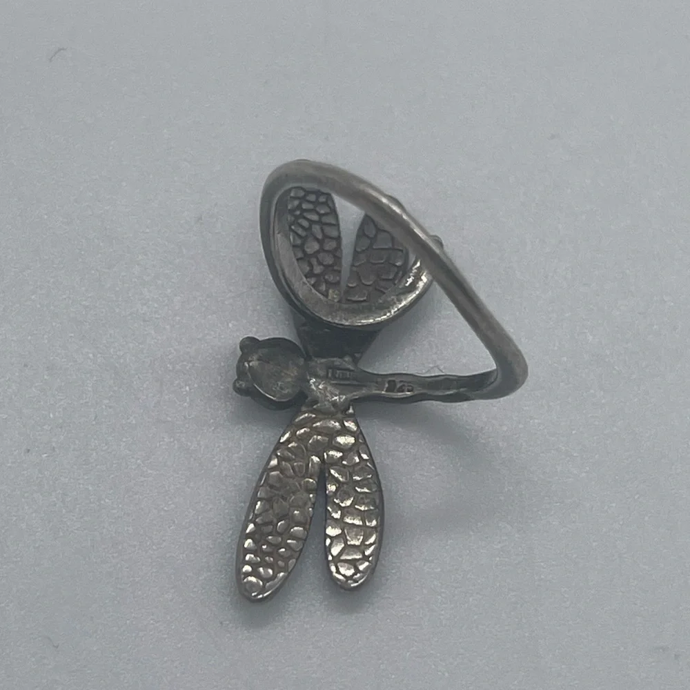 Dragon Fly 925 Sterling silver w/ Inlaid Blue Opal Size 7